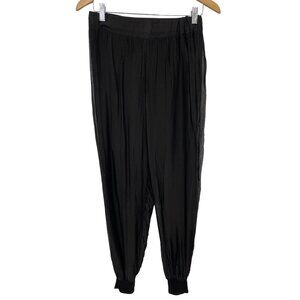 Gigi Moda Jogger Pants Size Small Pull On High Rise Silk Black Lounge Comfort
